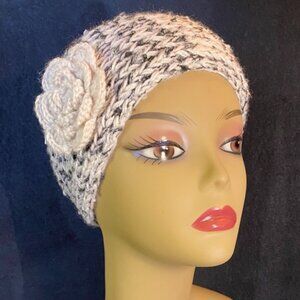 Tickled Pink Bouclé Knit Ear Warmer Headband with Flower – NWT